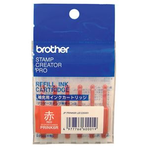（まとめ） ブラザー BROTHER 使いきりタイプ補充インク 赤 PRINK6R 1パック（6本） 【×10セット】