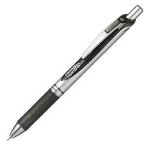 （まとめ） ぺんてる ゲルインクボールペン ノック式エナージェル 0.5mm 黒 （軸色 シルバー） BLN75Z-A 1本 【×30セット】