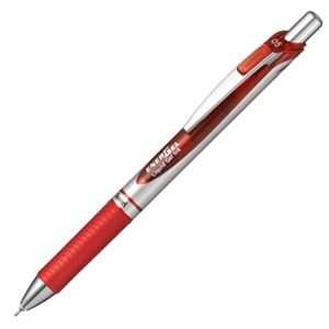 （まとめ） ぺんてる ゲルインクボールペン ノック式エナージェル 0.5mm 赤 （軸色 シルバー） BLN75Z-B 1本 【×30セット】