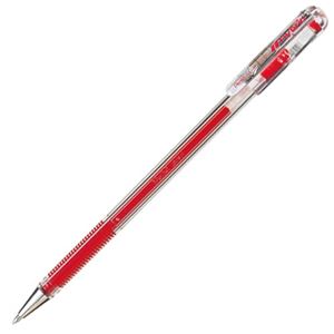 （まとめ） ぺんてる ゲルインクボールペン ハイブリッド 0.5mm 赤 業務用パック EK105-GB 1箱（10本） 【×5セット】