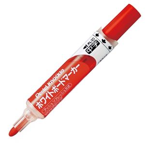 （まとめ） ぺんてる ホワイトボードマーカー ノックル 中字丸芯 赤 EMWLM-B 1本 【×30セット】