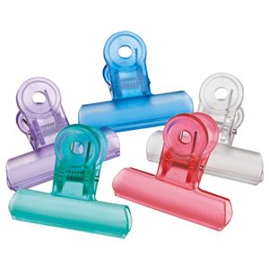 （まとめ） ミツヤ クリアクリップ アクア 中 口幅50mm 5色アソート PCC-5P-AS 1箱（5個：各色1個） 【×10セット】