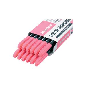 （まとめ） モナミ 蛍光ペン COLOR HIGHLIGHTER シングルタイプ 桃 20103 1セット（12本） 【×5セット】