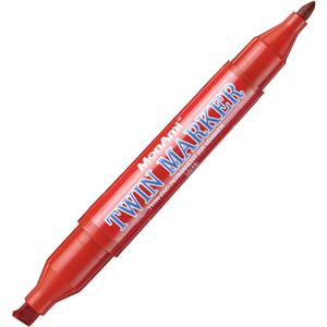 （まとめ） モナミ 油性ツインマーカー GEMINI MARKER TWIN 太字+細字 赤 15103 1本 【×50セット】