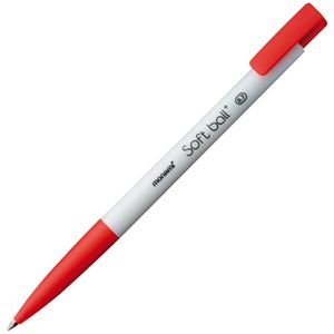 （まとめ） モナミ 油性ボールペン softball+ 0.7mm 赤 12402 1セット（12本） 【×10セット】