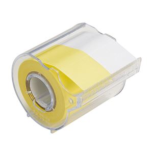 （まとめ） ヤマト メモック ロールテープ カッター付 25mm幅 黄＆白 R-25CH-WY 1個 【×15セット】