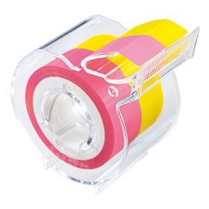 （まとめ） ヤマト メモック ロールテープ フィルムタイプ カッター付 15mm幅 パステルピンク＆イエロー RF-15CH-6E 1個 【×10セット】
