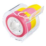 （まとめ） ヤマト メモック ロールテープ フィルムタイプ カッター付 15mm幅 パステルピンク＆イエロー RF-15CH-6E 1個 【×10セット】