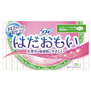 （まとめ） ユニ・チャーム ソフィ はだおもい ふつうの日用 羽つき 1パック（26個） 【×10セット】