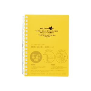 （まとめ） リヒトラブ AQUA DROPs ツイストリング・ノート A6 17穴 B罫 30枚 黄 N-1664-5 1冊 【×20セット】