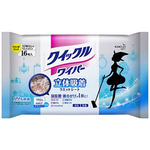 （まとめ） 花王 クイックルワイパー 立体吸着ウエットシート 1パック（16枚） 【×5セット】