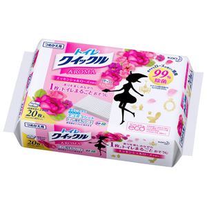 （まとめ） 花王 トイレクイックルアロマ エッセンシャルローズの香り 詰替用 1パック（20枚） 【×5セット】