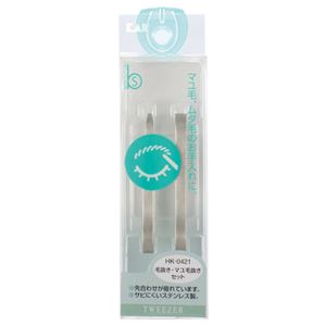 （まとめ） 貝印 Bs毛抜き・マユ毛抜きセット Hk0421 1セット（2本） 【×20セット】