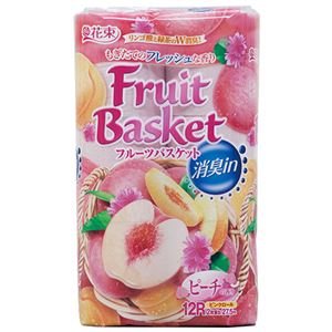 （まとめ） 丸富製紙 フルーツバスケット消臭in ダブル 芯あり 27.5m ピーチの香り 1パック（12ロール） 【×10セット】