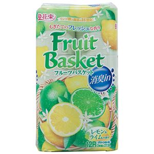 （まとめ） 丸富製紙 フルーツバスケット消臭in ダブル 芯あり 27.5m レモン＆ライムの香り 1セット（96ロール：12ロール×8パック） 【×2セット】