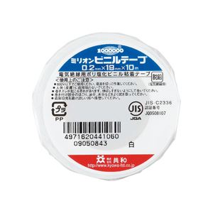（まとめ） 共和 ミリオンビニールテープ 19mm×10m 白 HF-116-A 1巻 【×60セット】