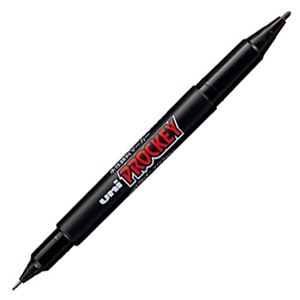 （まとめ） 三菱鉛筆 水性マーカー プロッキー 細字丸芯+極細 黒 PM120T.24 1本 【×50セット】