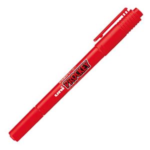 （まとめ） 三菱鉛筆 水性マーカー プロッキー 細字丸芯+極細 赤 PM120T.15 1本 【×50セット】