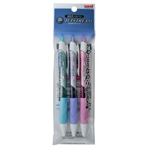 （まとめ） 三菱鉛筆 油性ボールペン ジェットストリーム 0.5mm 黒カラー軸 アソート（3色各1本） SXN15005.3C 1パック 【×10セット】