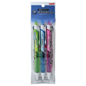（まとめ） 三菱鉛筆 油性ボールペン ジェットストリーム 0.7mm 黒 カラー軸 アソート（3色各1本） SXN15007.3C 1パック 【×10セット】