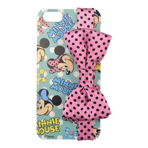 【Disney】カスタムカバーリボン iPhone 5 ミニー（ピンク）