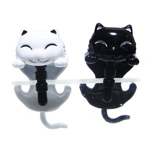 アニマルスマホピアス/スマイル招き猫（ブラック）