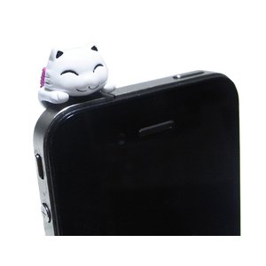 アニマルスマホピアス/スマイル招き猫（ホワイト）