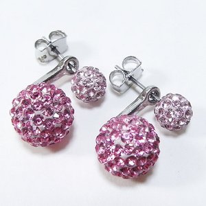 ツインジュエルボールピアス/ピンク