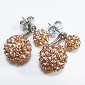ツインジュエルボールピアス/オレンジ