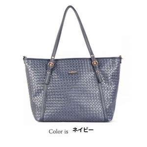 メッシュデザインのシンプルトートバッグ/ネイビー