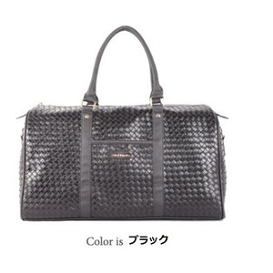 メッシュ柄のシンプルボストンバッグ/ブラック
