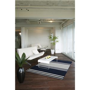 スミノエ ラグマット NEXTHOME マイナス6℃冷たいクールエコ2ラグ フレンチボーダー 130×190cm ネイビー 日本製 【日本製】