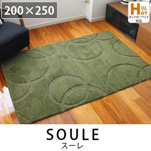 ホットカーペットカバー対応 カーペット スーレ200×250cm(3帖) グリーン