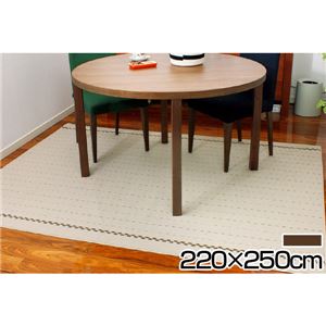 スミノエ ダイニングラグ 防炎 撥水 ジニアス 220×250cm ブラウン 【日本製】