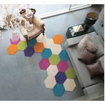 スミノエ ホームタイルカーペット R-5005 ロッカク 43×50cm イエローグリーン 4枚入 【日本製】