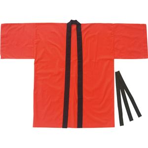 （まとめ）アーテック カラー布製ハッピ 大人用 L 赤 【×5セット】