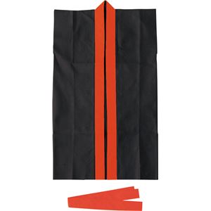 （まとめ）アーテック ロングハッピ不織布 黒（赤襟）S（ハチマキ付） 【×50セット】
