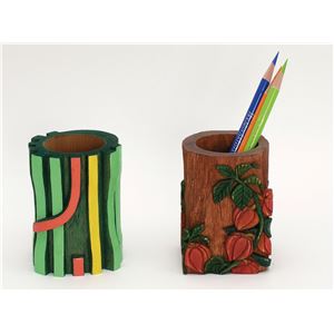 （まとめ）アーテック 木彫筆立 【×15セット】