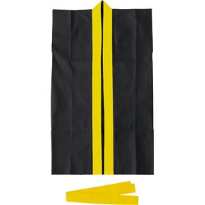 （まとめ）アーテック ロングハッピ不織布 S（ハチマキ付）黒（黄襟） 【×30セット】