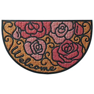 ローズコイヤーマット(バラ柄玄関マット) 【半円】 45cm×75cm