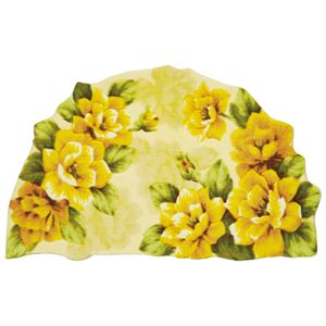 幸せのイエローローズマット(玄関マット/キッチンマット) 【2： 半円形/約85cm×55cm】 滑りにくい加工