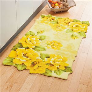 幸せのイエローローズマット(玄関マット/キッチンマット) 【5： 長方形/約85cm×55cm】 滑りにくい加工