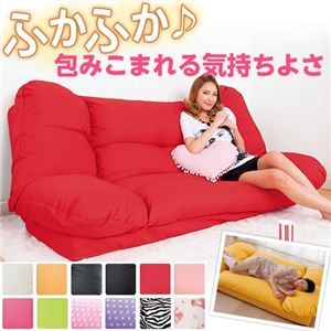 ハイバックふっくらソファーベッド 【1： 2人掛け/幅120cm】 14段階リクライニング ローズ
