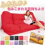 ハイバックふっくらソファーベッド 【1： 2人掛け/幅120cm】 14段階リクライニング レザー調イエロー(黄)
