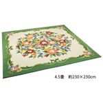 可憐な花柄アクリルフックカーペット 【6： 長方形/約200cm×250cm】 グリーン(緑)