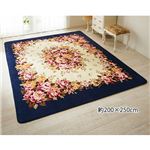 撥水洗えるあったかエチレンシート入りカーペット 【1： 約130cm×185cm】 長方形 ネイビー(紺)