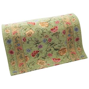 ゴブラン調シェニール織廊下敷き(カーペット) 【3： マット/約120cm×70cm】 滑りにくい加工 グリーン(緑)