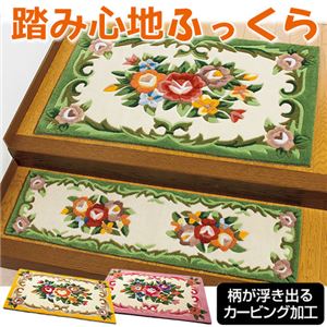 花柄アクリルフック玄関マット 【2： 約85cm×55cm】 ローズ 〔室内/屋内用〕