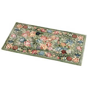 シルクタッチ玄関マット 【3： 約120cm×70cm】 レーヨン100％ グリーン(緑) 〔室内/屋内用〕