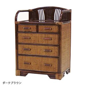 籐チェスト 【2： タテ4段】 木製 収納棚付き アジアン調 ライトブラウン 【完成品】